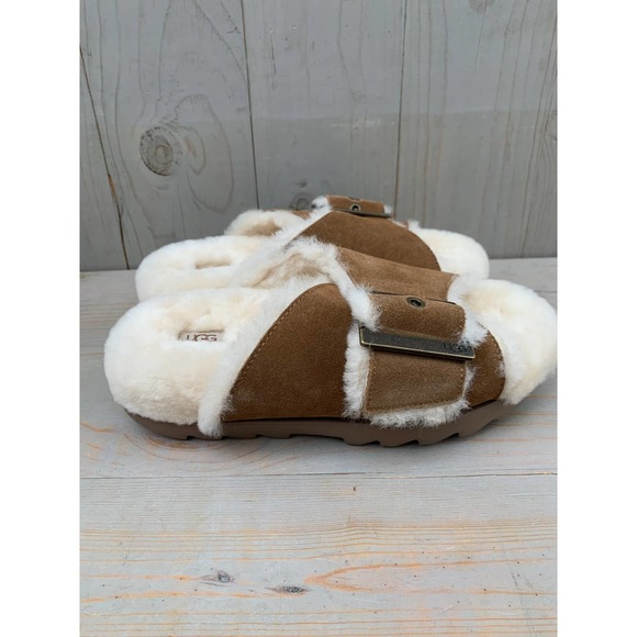 UGG OUTSLIDE BUCKLE CHESTNUT FUR SANDALS SLIPPERS US 9 new - Picture 5 of 6